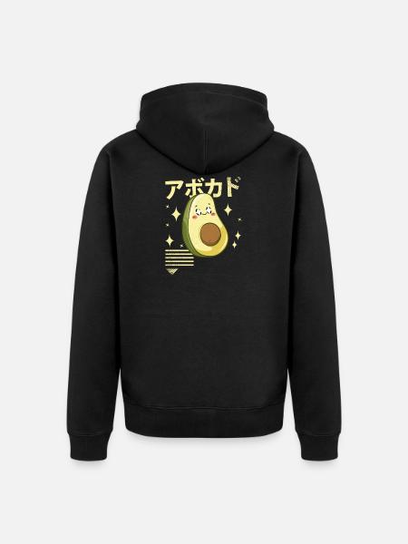 Kawaii Awacado - Unisex Premium Organic Zip Hoodie - black