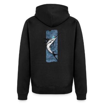 Marlin azur : majesté des profondeurs - Veste à capuche bio Premium Unisexe - noir - Dos - Nico (187cm)