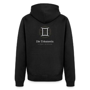Pisces Träumerin Sternzeichen Muster - Unisex Premium Bio Zip Hoodie - Schwarz - Hinten - Nico (187cm)