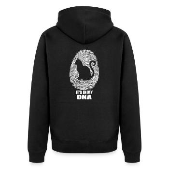 Katze ist in meinem DNA-Hemd - Unisex Premium Bio Zip Hoodie - Schwarz - Hinten - Nico (187cm)