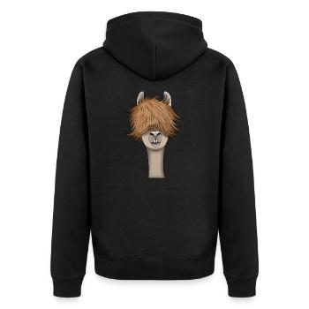 Llama Llama Alpaca Animal Animal Lover Gift - Unisex Premium Organic Zip Hoodie - black - Back - Nico (187cm)
