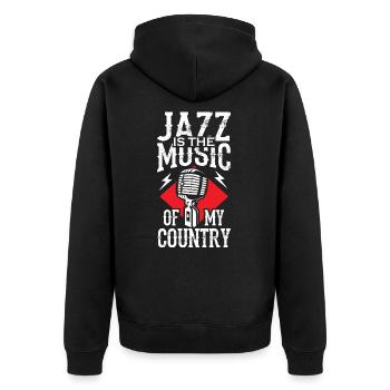 Le jazz est la musique de mon pays - Veste à capuche bio Premium Unisexe - noir - Dos - Nico (187cm)