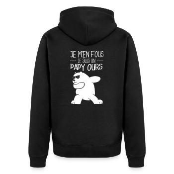 Je M'en Fous Je Suis Un Papy Ours - Fête Des Pères - Veste à capuche bio Premium Unisexe - noir - Dos - Nico (187cm)