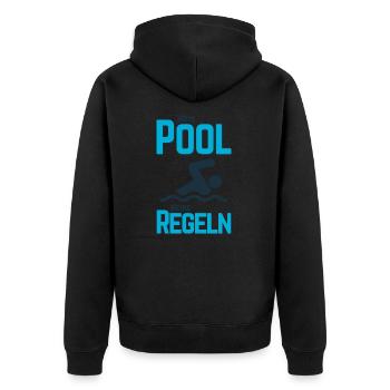 Planschbecken Swimmingpool Pool Schwimmen Geschenk - Unisex Premium Bio Zip Hoodie - Schwarz - Hinten - Nico (187cm)