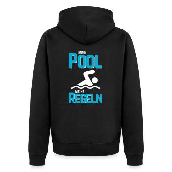 Planschbecken Swimmingpool Pool Schwimmen Geschenk - Unisex Premium Bio Zip Hoodie - Schwarz - Hinten - Nico (187cm)