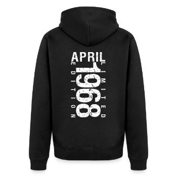April 1968 April Geburtstagsgeschenk 1968 - Unisex Premium Bio Zip Hoodie - Schwarz - Hinten - Nico (187cm)