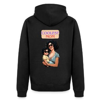 COOLEST MOM MUM cool mutter mama - Unisex Premium Bio Zip Hoodie - Schwarz - Hinten - Nico (187cm)
