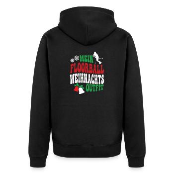 Floorball Weihnachten Floorballspieler XMAS Team - Unisex Premium Bio Zip Hoodie - Schwarz - Hinten - Nico (187cm)