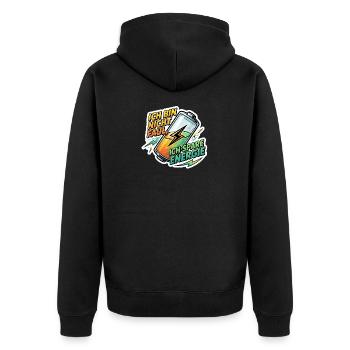 Ich bin nicht faul ich sparen Energie - Unisex Premium Bio Zip Hoodie - Schwarz - Hinten - Nico (187cm)