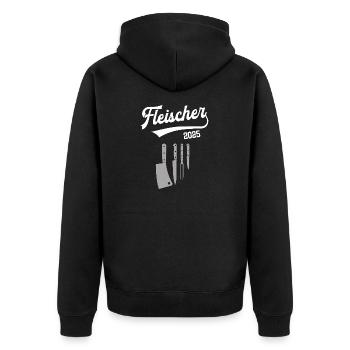 Fleischer 2025 Ausbildung Beruf Fleischerei Azubi - Unisex Premium Bio Zip Hoodie - Schwarz - Hinten - Nico (187cm)