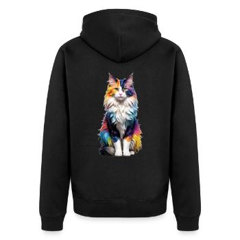 Norwegische Waldkatze - Unisex Premium Bio Zip Hoodie - Schwarz - Hinten - Nico (187cm)
