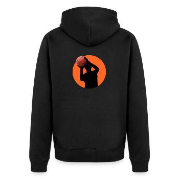 Basketballspieler - Unisex Premium Bio Zip Hoodie - Schwarz - Hinten - Nico (187cm)