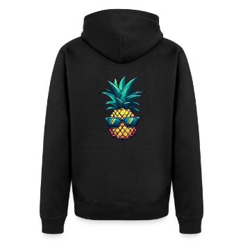 Cooler Ananas-Hingucker: Südfrucht mit Stil - Unisex Premium Bio Zip Hoodie - Schwarz - Hinten - Nico (187cm)