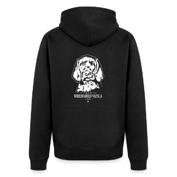 Wirehaired Vizsla Dad Drahthaar Vizsla Wilsigns - Unisex Premium Organic Zip Hoodie - black - Back - Nico (187cm)