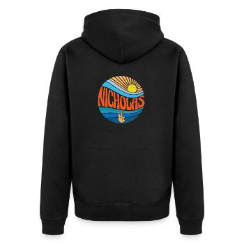 Chemise Nicholas Vintage Sunset Cravate Groovy - Veste à capuche bio Premium Unisexe - noir - Dos - Nico (187cm)
