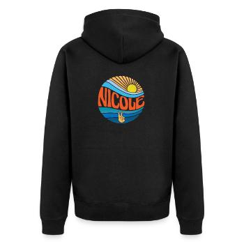 Nicole Shirt Vintage Sunset Nicole Groovy Tie Dye - Unisex Premium Organic Zip Hoodie - black - Back - Nico (187cm)
