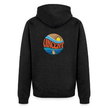 Vincent Shirt Vintage Sunset Vincent Groovy Tie - Unisex Premium Organic Zip Hoodie - black - Back - Nico (187cm)