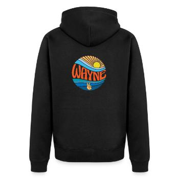 Wayne Hemd Vintage Sunset Wayne Groovy Tie Dye - Unisex Premium Bio Zip Hoodie - Schwarz - Hinten - Nico (187cm)