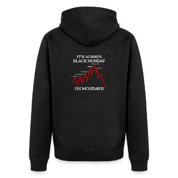 Funny Black Monday Hate Mondays Financial Humor - Unisex Premium Organic Zip Hoodie - black - Back - Nico (187cm)