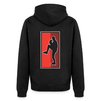 Baseball - Unisex Premium Organic Zip Hoodie - black - Back - Nico (187cm)