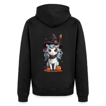 Witch Pony Magical Halloween Horses Design - Unisex Premium Organic Zip Hoodie - black - Back - Nico (187cm)