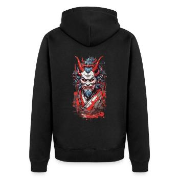 Yokai Ukiyo-e Streetwear Tokyo Japan Art Style - Unisex Premium Organic Zip Hoodie - black - Back - Nico (187cm)