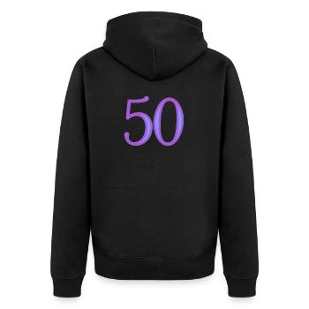 50. 50 YEARS. 50th ANNIVERSARY. 50 YEARS ANNIVERSARY. - Unisex Premium Organic Zip Hoodie - black - Back - Nico (187cm)