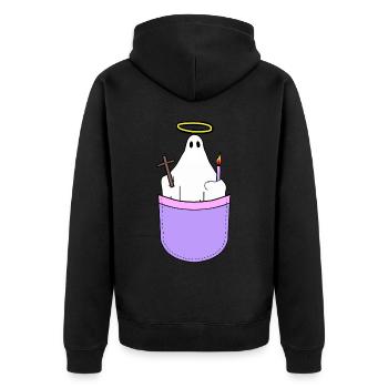 Holy Spirit Religious Halo Tote Bag - Unisex Premium Organic Zip Hoodie - black - Back - Nico (187cm)