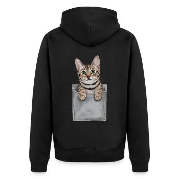 Ägyptische Mau-Katze in der Tasche Geschenk - Unisex Premium Bio Zip Hoodie - Schwarz - Hinten - Nico (187cm)