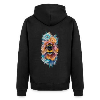 Bienen Blumen Bestäuben - Unisex Premium Bio Zip Hoodie - Schwarz - Hinten - Nico (187cm)