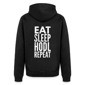 Conception de crypto-monnaie Eat Sleep HODL Repeat - Veste à capuche bio Premium Unisexe - noir - Dos - Nico (187cm)