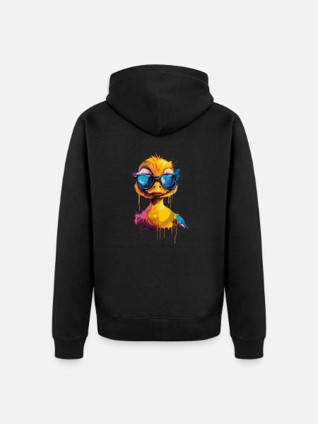 Cooole Gummiente mit Sonnenbrille - Unisex Premium Bio Zip Hoodie - Schwarz