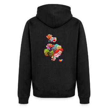 Love - Unisex Premium Organic Zip Hoodie - black - Back - Nico (187cm)