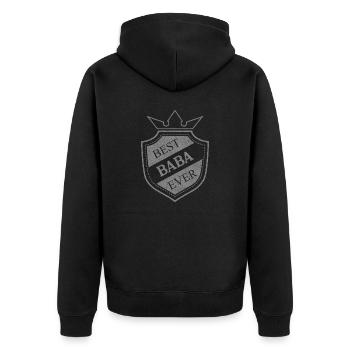 Baba - Unisex Premium Bio Zip Hoodie - Schwarz - Hinten - Nico (187cm)