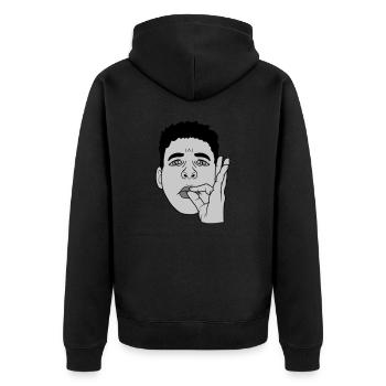 Mund küssen Handgeste Gesicht - Unisex Premium Bio Zip Hoodie - Schwarz - Hinten - Nico (187cm)