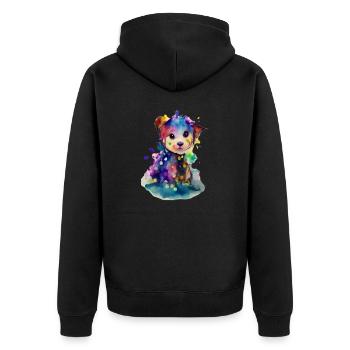 Sweet Dog in Watercolor - Unisex Premium Bio Zip Hoodie - Schwarz - Hinten - Nico (187cm)