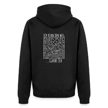 Ich Kenn Den Weg ... Glaube Ich. Wandern Design - Unisex Premium Bio Zip Hoodie - Schwarz - Hinten - Nico (187cm)