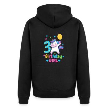 Licorne du 3ème anniversaire. - Veste à capuche bio Premium Unisexe - noir - Dos - Nico (187cm)