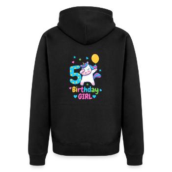 Licorne de 5ème anniversaire - Veste à capuche bio Premium Unisexe - noir - Dos - Nico (187cm)