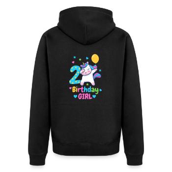 Licorne de 2ème anniversaire - Veste à capuche bio Premium Unisexe - noir - Dos - Nico (187cm)