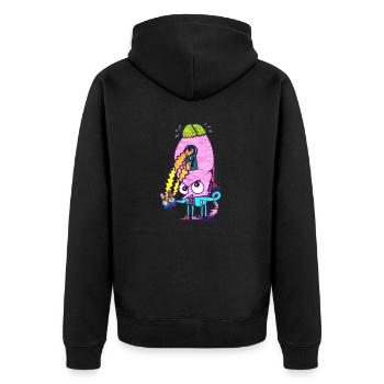Gehirn Kopf - Unisex Premium Bio Zip Hoodie - Schwarz - Hinten - Nico (187cm)