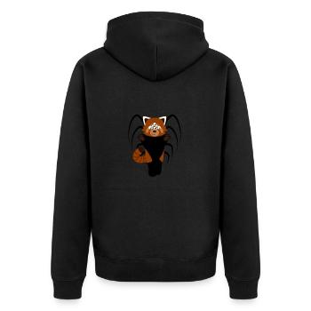 Red panda disguised as spider for Halloween - Unisex Premium Organic Zip Hoodie - black - Back - Nico (187cm)
