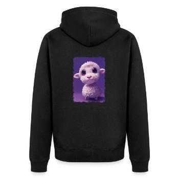 Süßes Schaf - Unisex Premium Bio Zip Hoodie - Schwarz - Hinten - Nico (187cm)