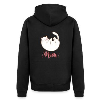 Mignon Kawaii drôle de chat disant miaulement - Veste à capuche bio Premium Unisexe - noir - Dos - Nico (187cm)
