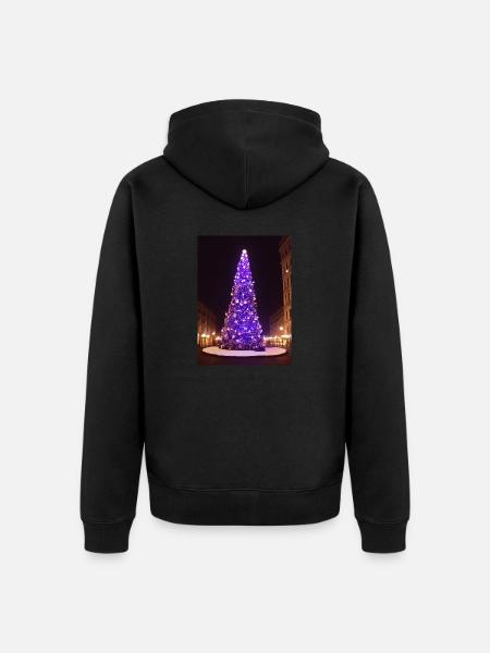 Purple Christmas Tree - Unisex Premium Organic Zip Hoodie - black