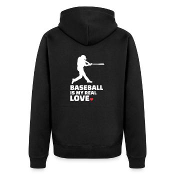J’aime le baseball Silhouette de baseball élégante - Veste à capuche bio Premium Unisexe - noir - Dos - Nico (187cm)