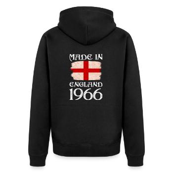 Made in England 1966 - St George's Day - English - Unisex Premium Organic Zip Hoodie - black - Back - Nico (187cm)