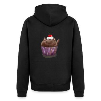 Cupcat - Unisex Premium Bio Zip Hoodie - Schwarz - Hinten - Nico (187cm)