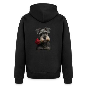 Schnauzer Valentins Tag Shirt - Unisex Premium Bio Zip Hoodie - Schwarz - Hinten - Nico (187cm)
