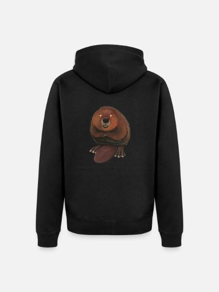 funny beaver - Unisex Premium Organic Zip Hoodie - black